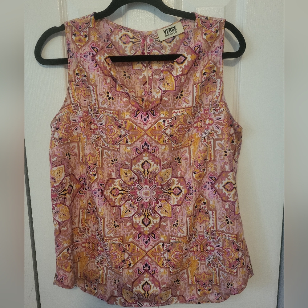 Verse Pink and Yellow Patterned Top